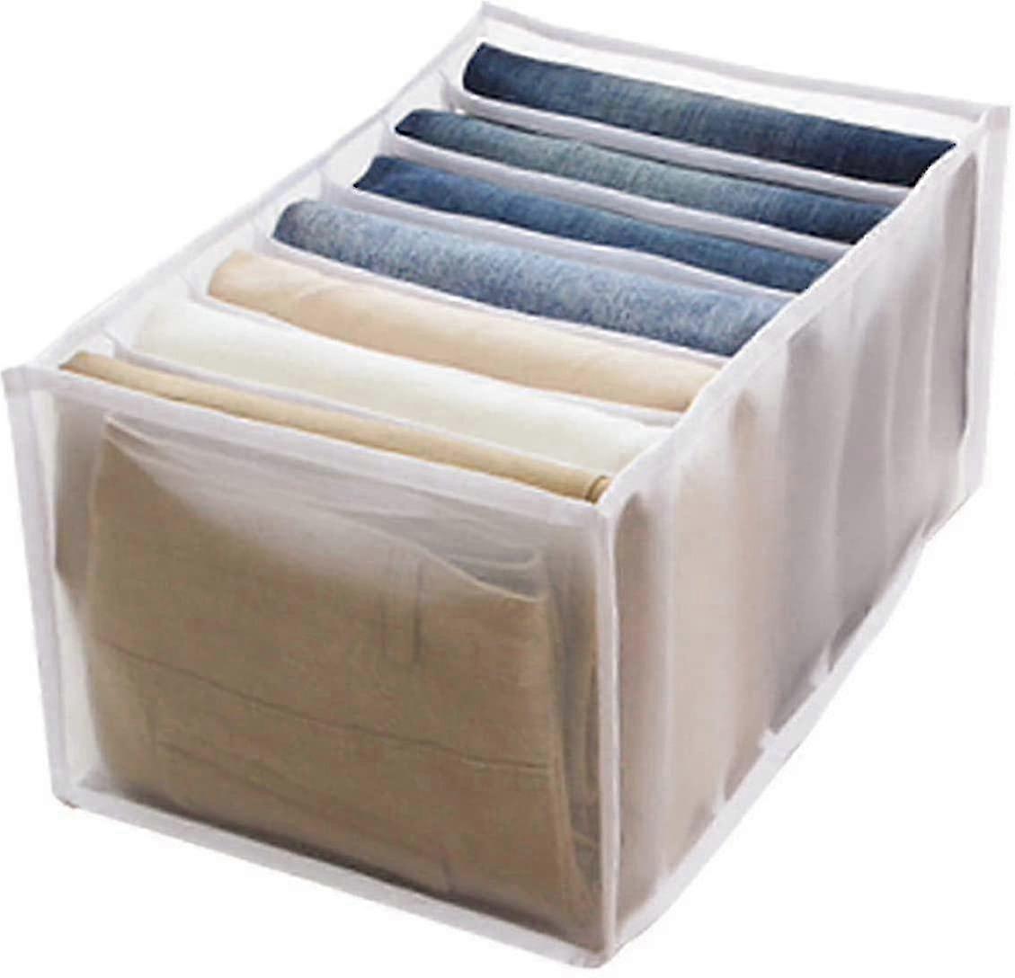 7 Grids Washable Wardrobe Clothes Organizer,jeans Compartment Storage Box