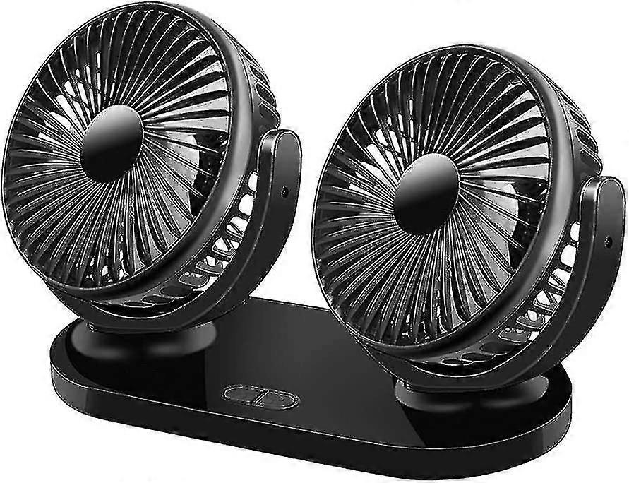 Car Fan, Quiet Usb Fan, 12v Double Head Fan, Mini Fan, 360 Rotation With 3 Speeds