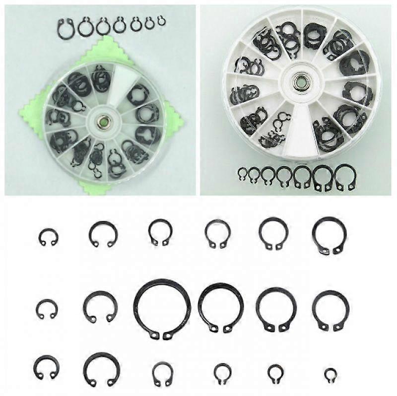 70st Externa Låsringar E-Clip Brickor Snap Hållarring Kolstål Sortiment Kit