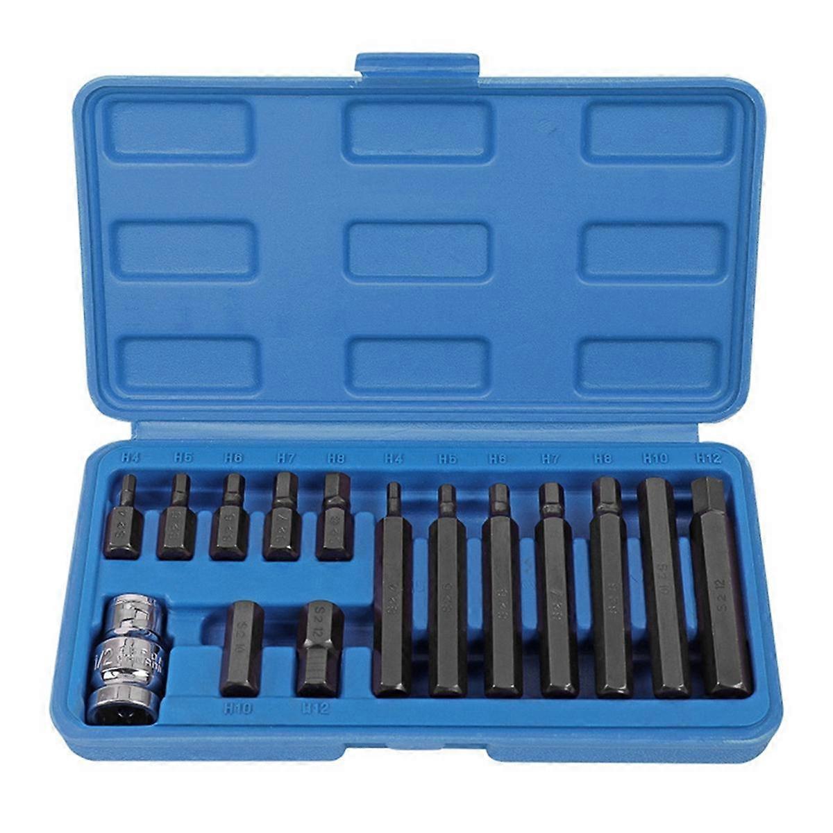 15-Piece Hexagon Socket S2 Screwdriver Head Hexagon Star Screwdriver Set