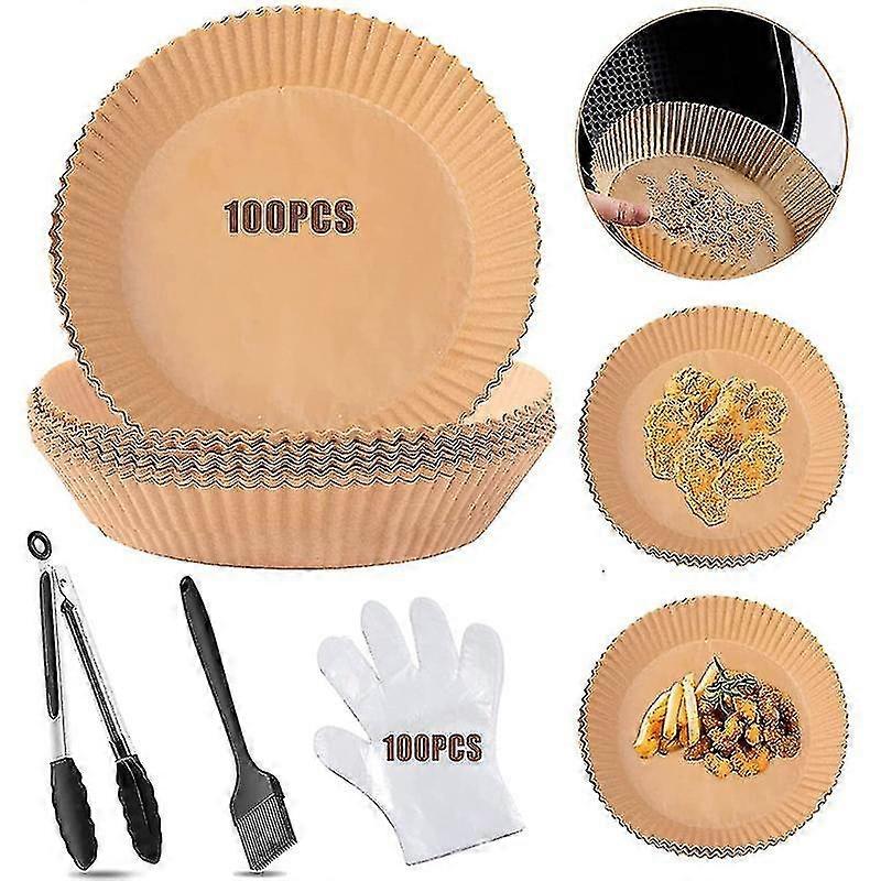 202-piece Set Of Special Paper For Air Fryer Round Silicone Oil Paper Plate Barbecue Paper Tray Food Pad Paper Oil-absorbing Paper Large
