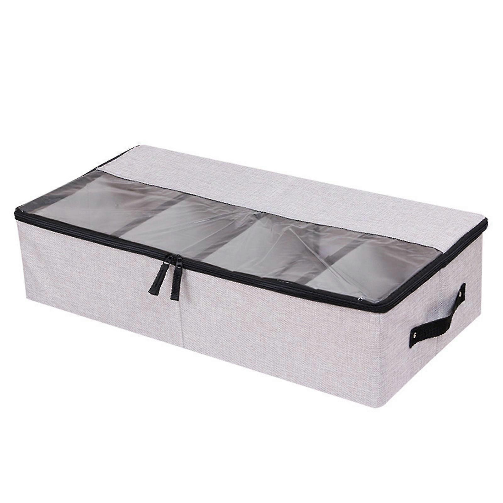 Foldable Compartment Shoe Box Storage Bag Thick Cloth Transparent Storage Box