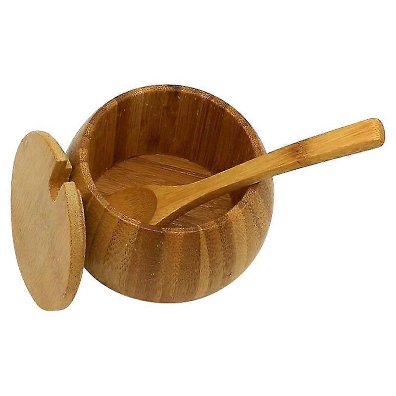 Bamboo Handmade Kitchen Ingredients Seasoning Salt Spice Jar with Lid Spoon KAESI