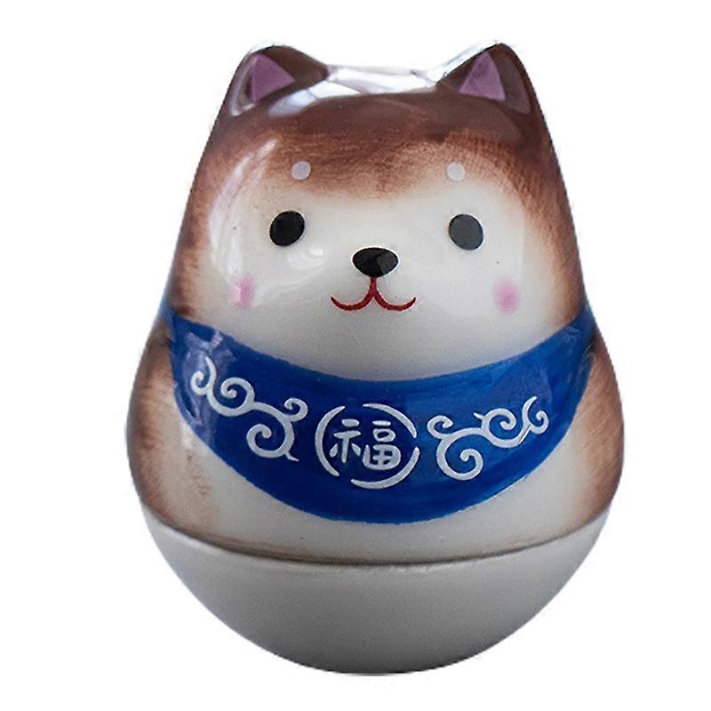 Animal Ornament Exquisite Workmanship Wide Application Ceramic Mini Crafting Dog Shape Tumbler Toy for Desktop KAESI