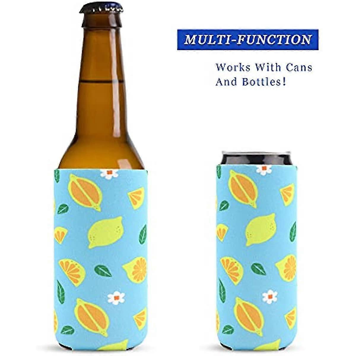 8 Pack Neoprene Can Cooler Can Sleeves For Drinks Cans Neoprene Coffee Cup Sleeve Pineapple Flamingo Lemon Palm Patterned Insulated Neoprene Drink Sle