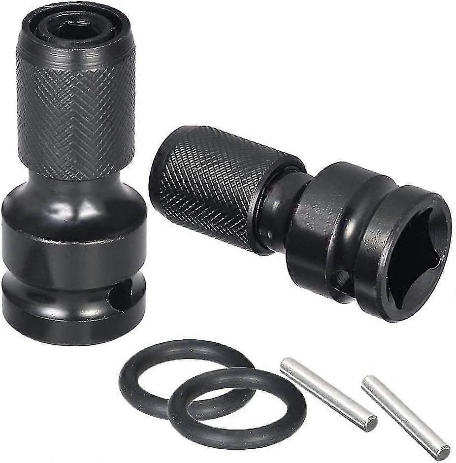 1/2 Inch Square Drive To 1/4 Inch Hex Female Socket Adapter Quick Release Chuck Converter Drill Chucks Adaptor Conversion For Impact And Ratchet Wrenc