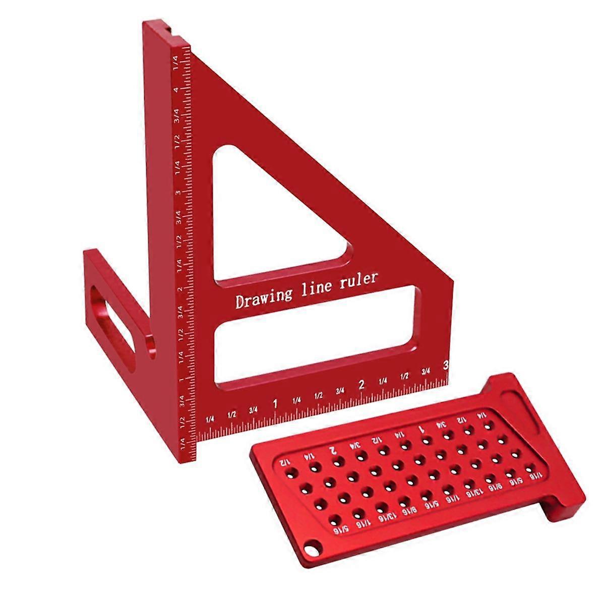 2Pc Woodworking Scriber Square Protractor Kit-Multi-Angle Miter Triangle Ruler and T-Square Hole Sc