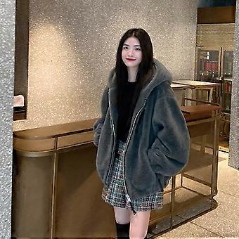 Yihaojia Women's Oversized Faux Shearling Shacket – 2025 Winter Fashion Coat