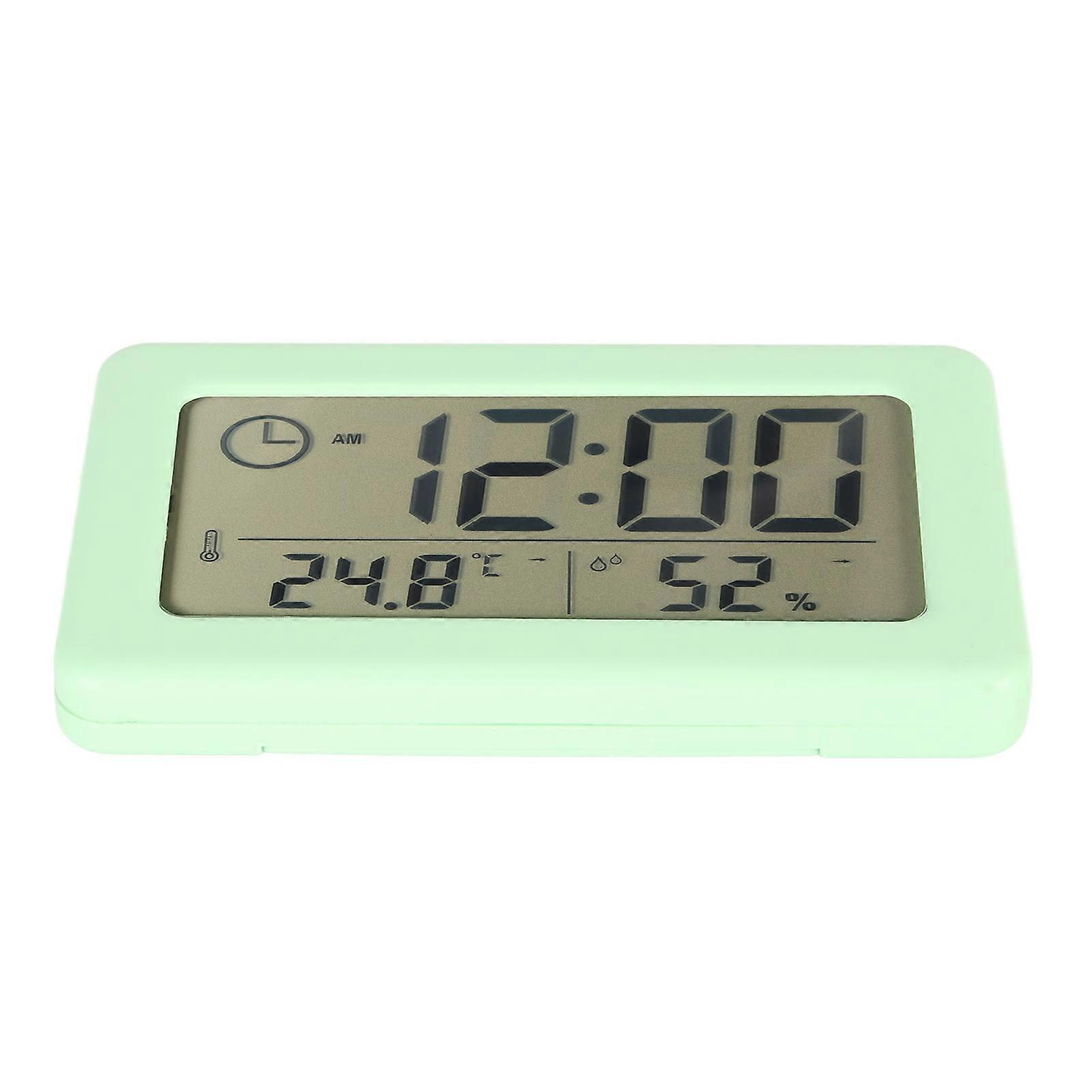 LCD Digital Clock Multifunctional Quiet Nocturnal Light Sensing Electronic Alarm Clock for Home Bedroom Green