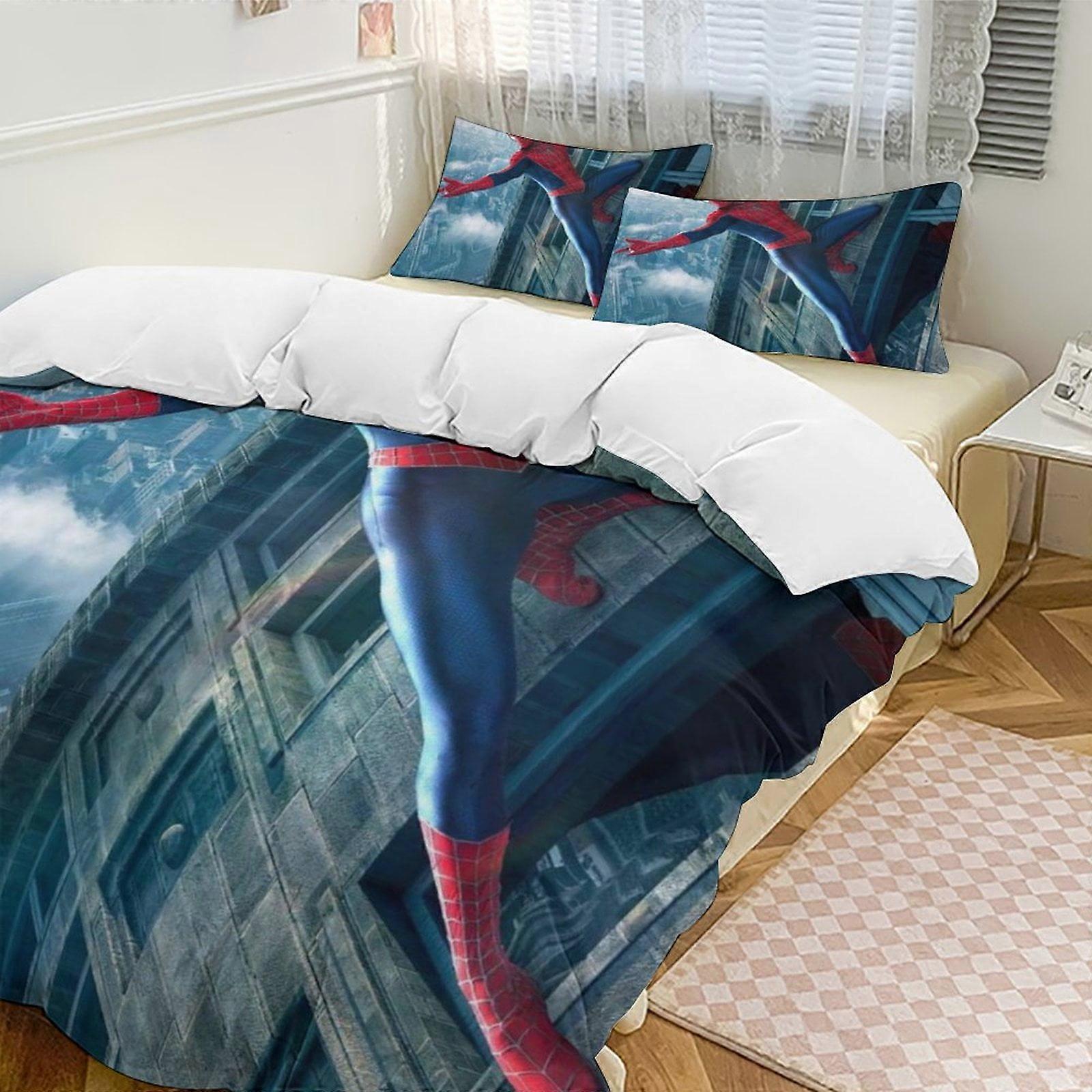 Zm611 Spider-Man 3-Piece Twin Bed Set - Includes 1 Single Quilt And 2 Pillow Cases Bedding - Fade Resistant Microfiber Lc611