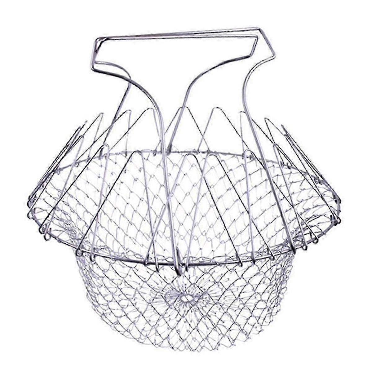 Suitable for Kitchen Multi-Function Poaching Boiling Deep Frying Basket, Household Folding Draining Basket