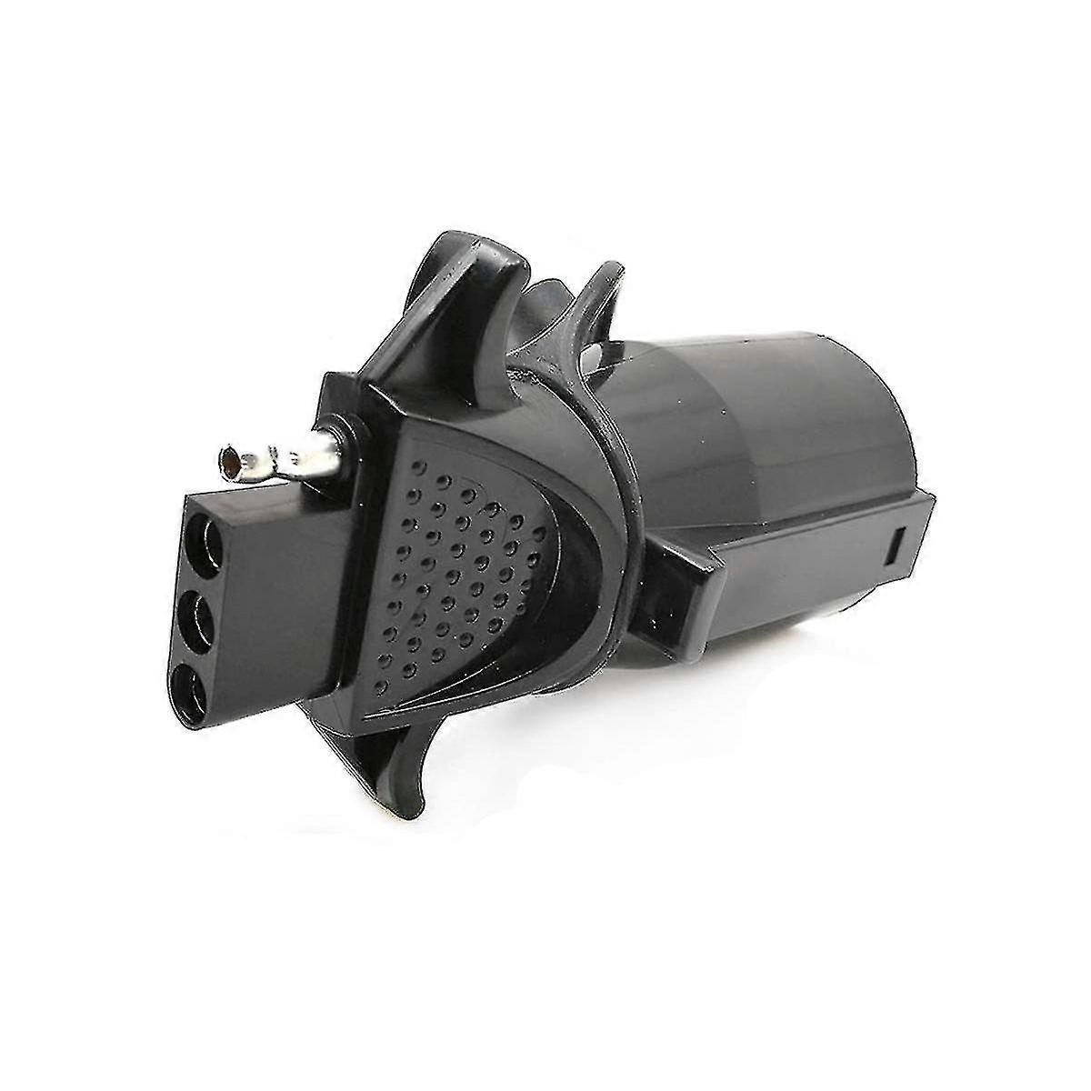 Trailer Adapter Plug, Trailer Adapter 7 Pin Round To 4 Pin Flat Waterproof Us Connector For Rv Trailers1pcsblack