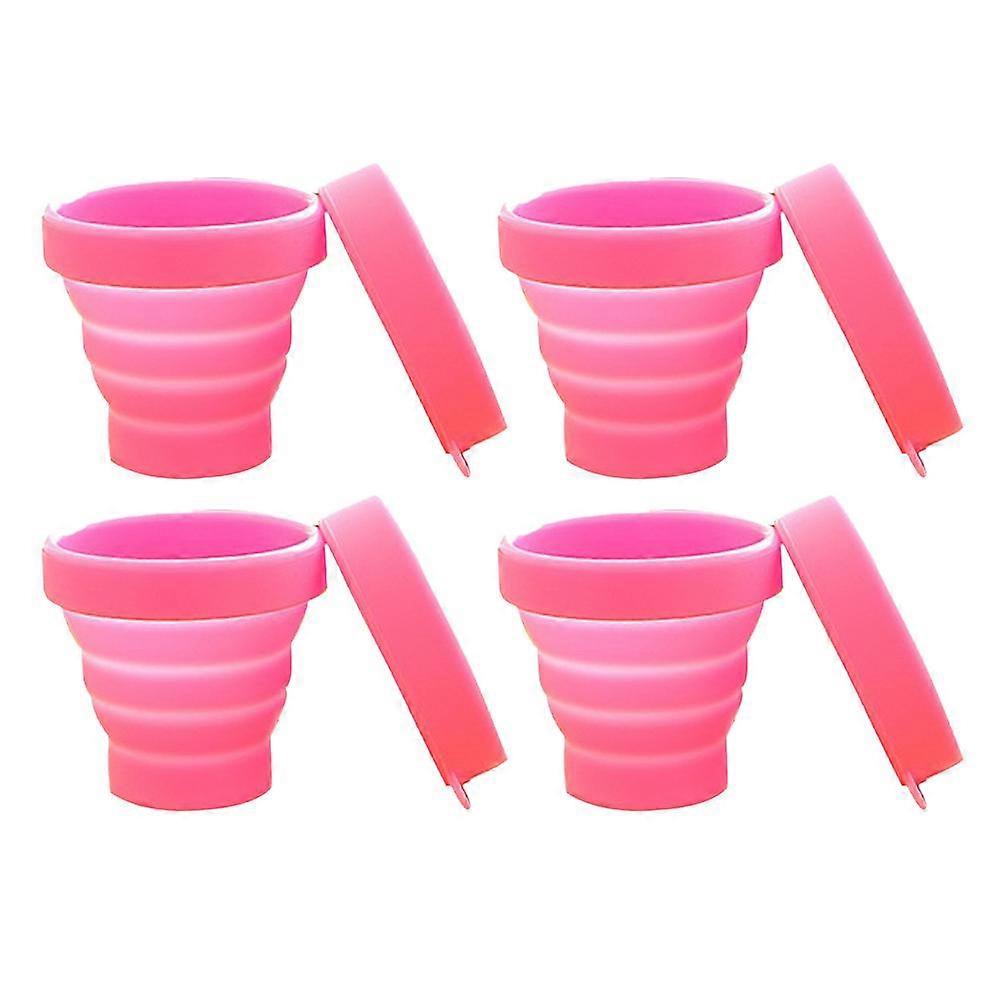 Collapsible Cup Compact Silicone, Reusable Food Grade Folding Mug with Lids, Expandable Retractable Drinking Set, Portable, Pocket Size for Outdoor Ca