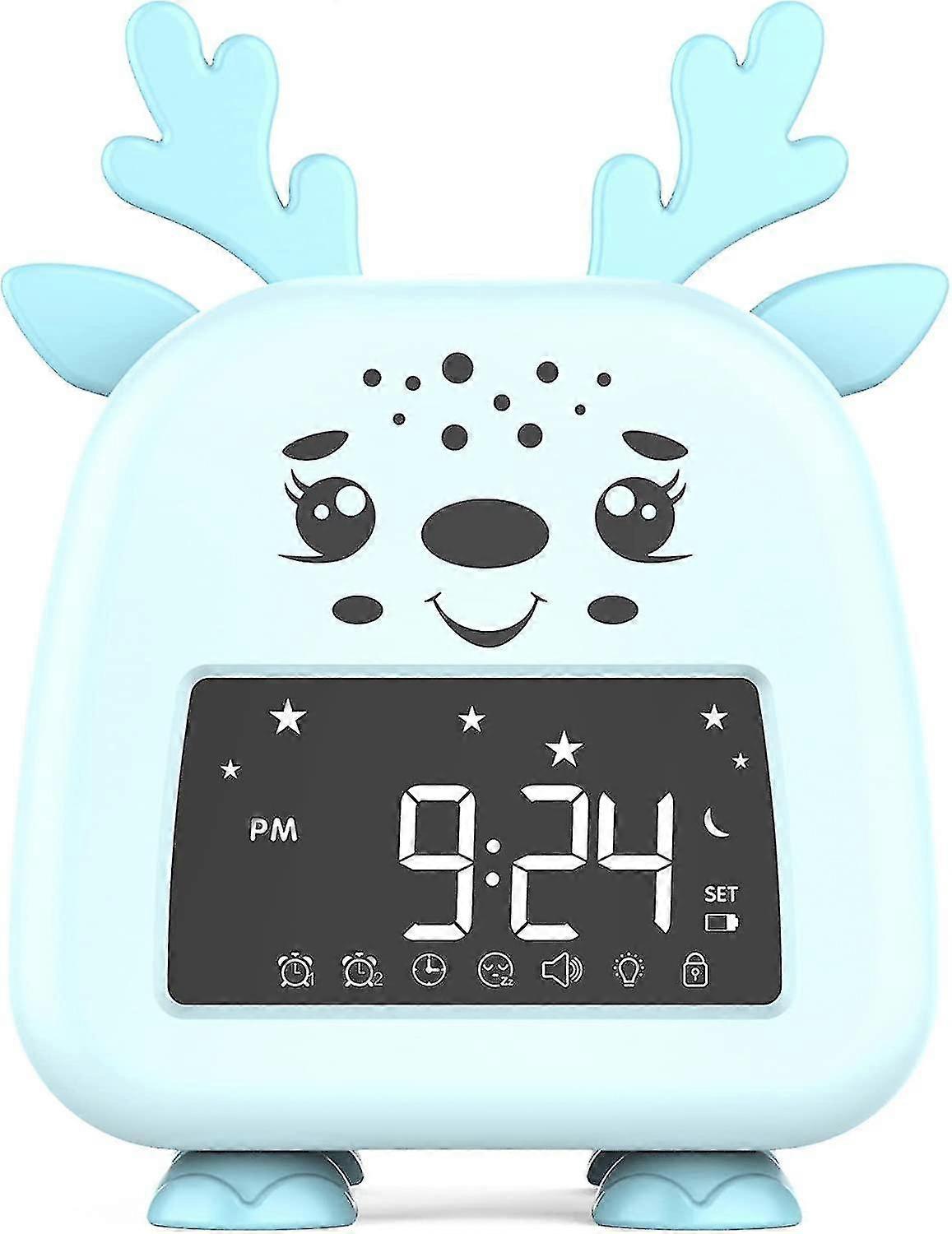 Väckarklocka för barn, Barns sömntränarklocka med nattlampor, sömnljudsmaskin, söta väckarklockor för flickor pojkar sovrum