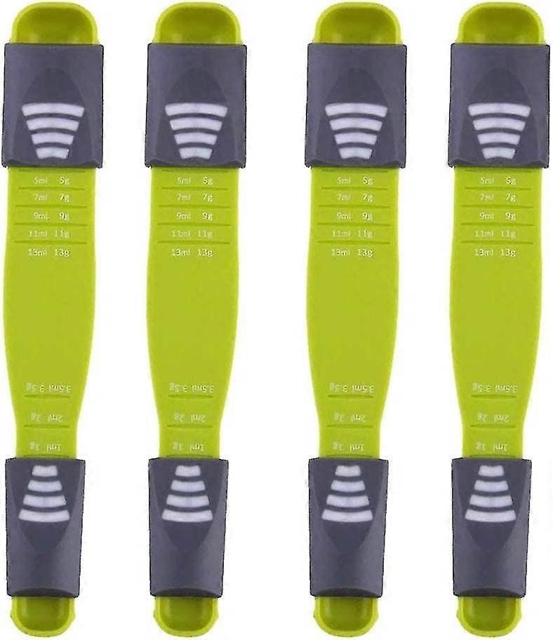 Set Of 4 Plastic Measuring Spoons Double-sided Adjustable