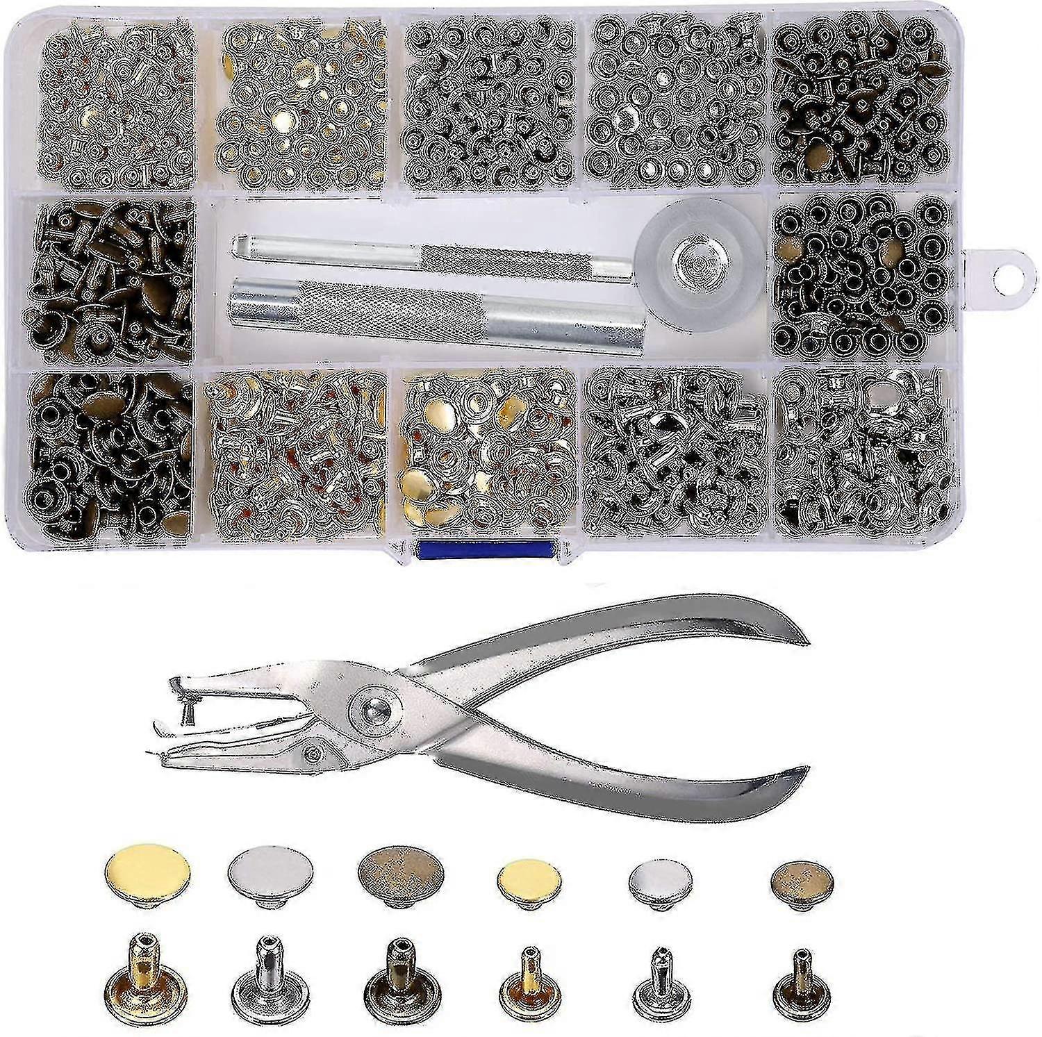 مسامير جلدية 240 طقم 2 مقاسات برشام مزدوج أنبوبي معدني Studs_happyshop