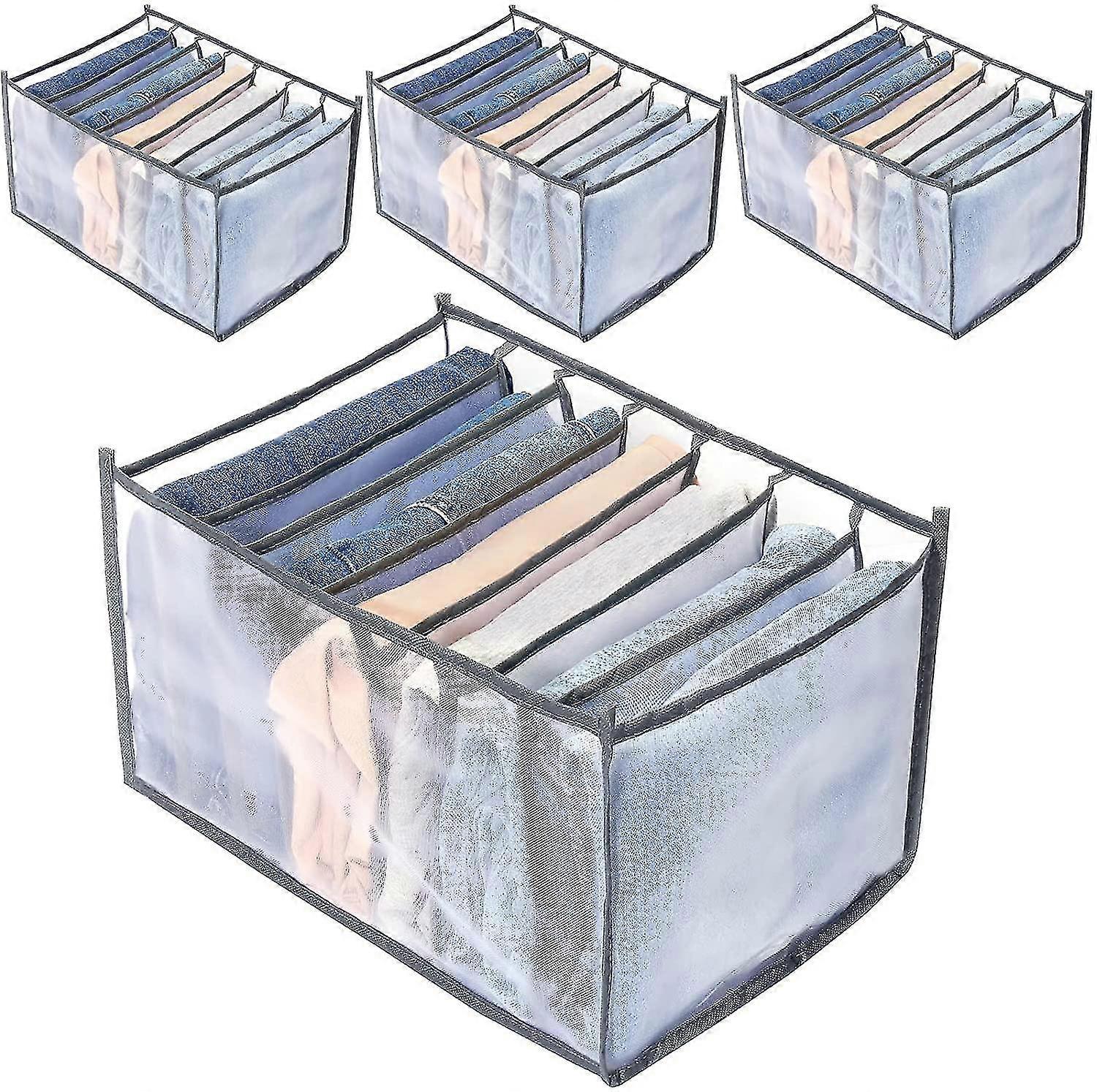 4pcs 7 Grids Wardrobe Clothes Organizer