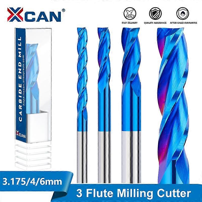 XCAN 3175 4 6mm Shank Spiral Router Bit 3 Flute Flat End Mill Carbide Endmill Super Coated CNC Milli