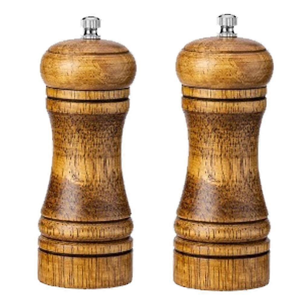 Salt And Pepper Grinder Mill Spice Shaker Solid Wood With Adjustable Ceramic Grinder Kit 2pcs