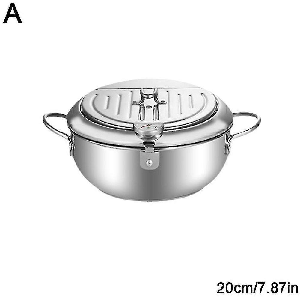 Japanese Deep Frying Pot with a Thermometer and a Lid Kitchen Tempura Fryer
