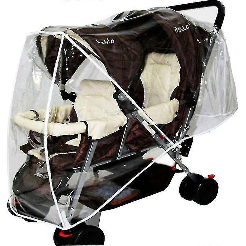 Waterproof Universal Rain Cover for Double Children's Stroller - Transparent
