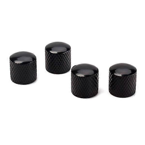 4pcs Guitar Bass Dome Control Knobs for Replacement (Black)