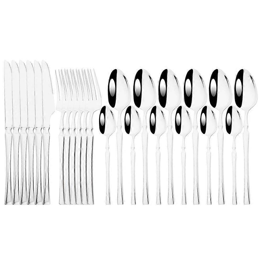 24Pcs Stainless Steel Tableware Knife Fork Tea Spoon Upscale Dinnerware Gift