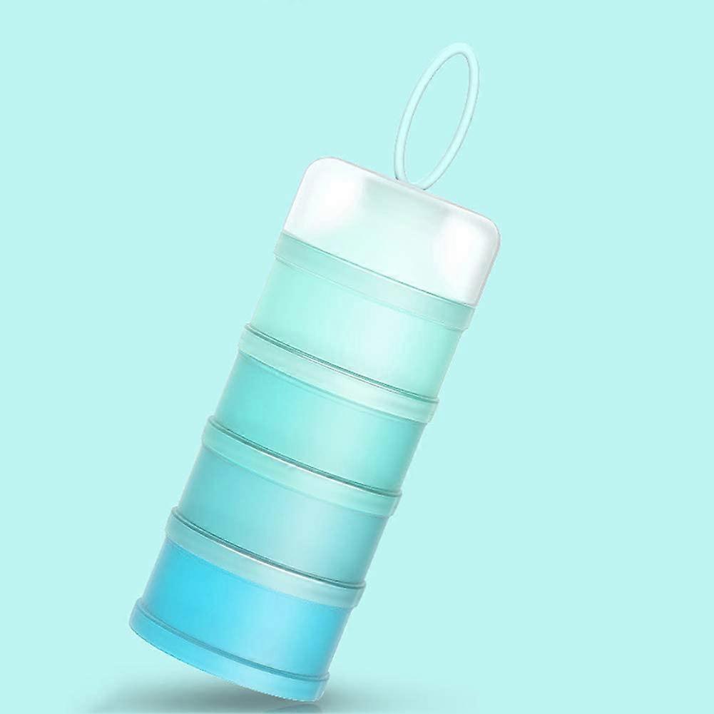 Queta Portable Infant Baby Powder Milk Dispenser, Stackable Boxes, 4 Layers  480ml (blue)