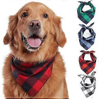 4pcs Classic Plaid Cotton Scarf Dogs Cats Triangle Scarf Pet Grooming Accessories