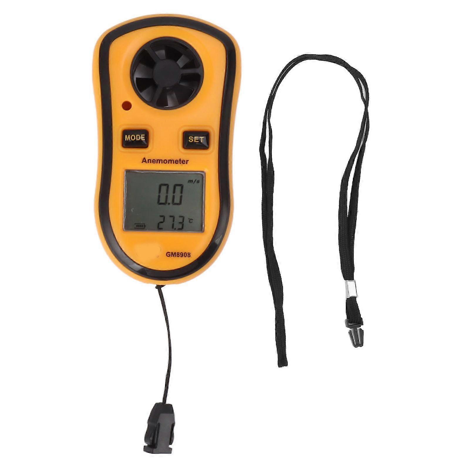 Mini Handheld Digital LCD Anemometer - Pocket Wind Speed Temperature Power Gauge