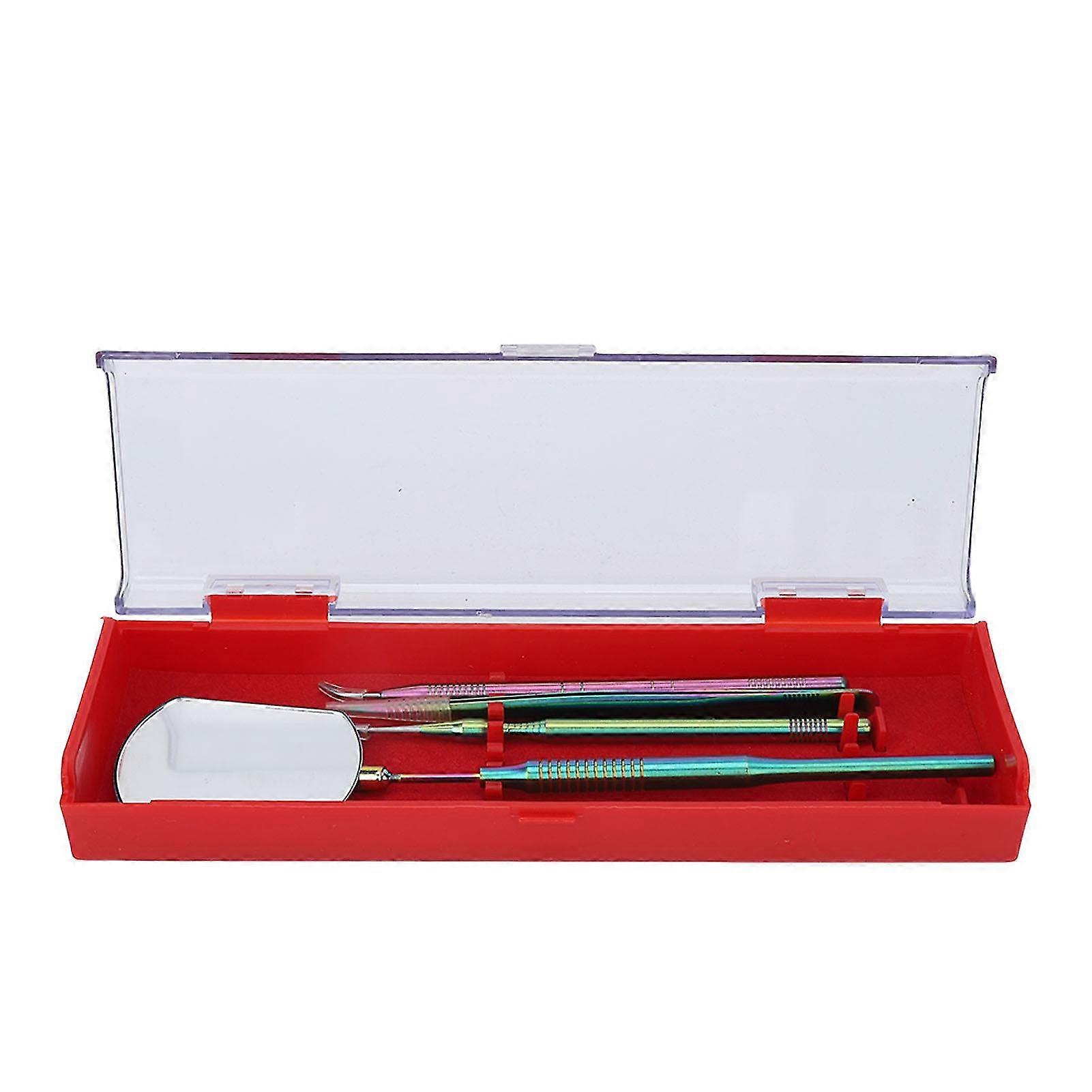 Stainless Steel Eyelash Extension Tweezers Set with Universal Rotatable Quadrate Makeup Mirror