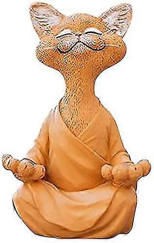 Figurine de chat, Méditation Yoga Happy Cat, Zen Cat Relaxed Pose Sculpture pour la décoration de pelouse extérieure à la maison