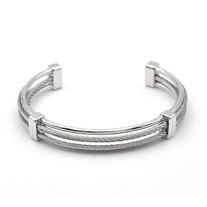 Stylish Openable Stainless Steel Woven Wire Bracelet, Vintage Ins Design
