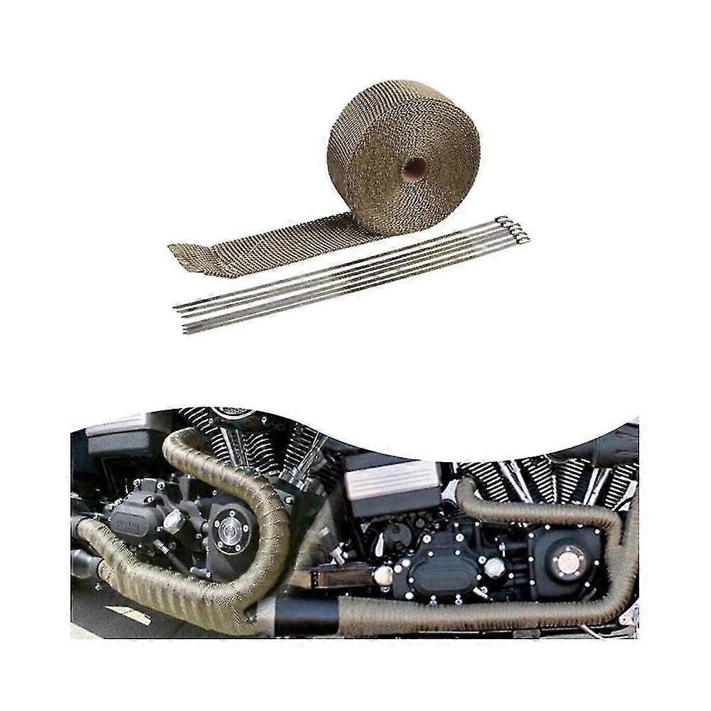 5m辊玻璃纤维隔热板摩托车排气热胶带管热包装胶带热保护带不锈钢扎带