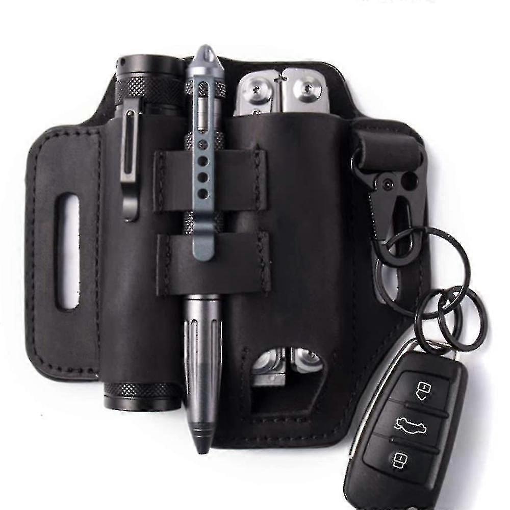 Leather Multitool Sheath with 3 Pockets