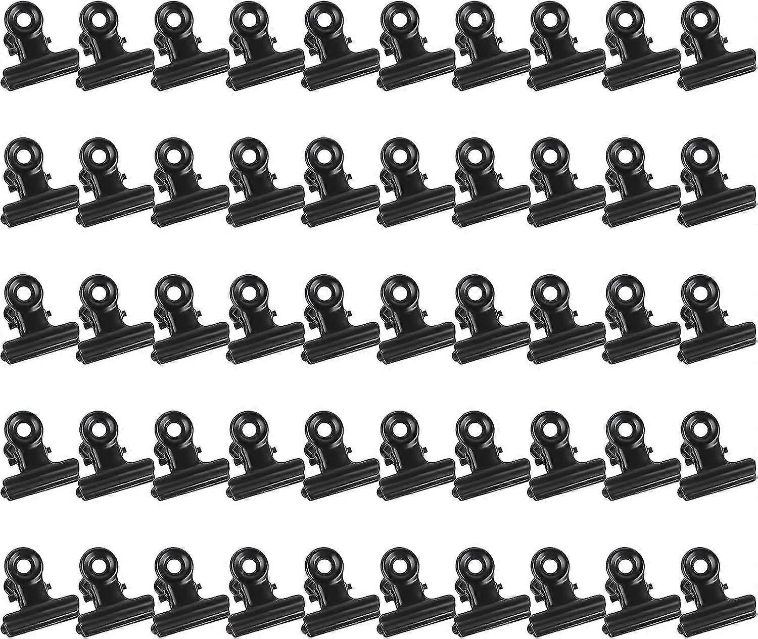 50 قطعة مقاطع مفصلية معدنية ، مقاطع البلدغ الأسود مع ربيع قوي 22 مم مقاطع رسالة معدنية مشبك ورق صغير مشبك لملفات أكياس الطعام صور