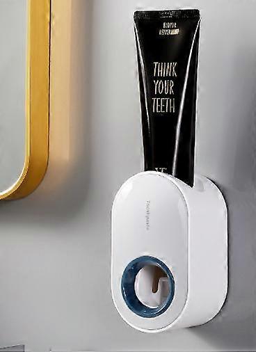 White 2 Pieces Automatic Toothpaste Dispenser, Automatic Hands Free Toothpaste Dispenser Wall Mounted Toothpaste Holder Adaptive Thread Wall Mounted T