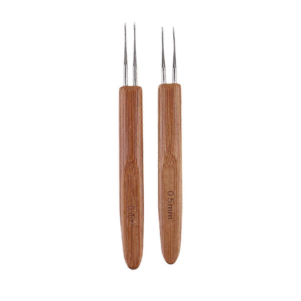 2pcs Bamboo Crochet Hook Dreadlocks Crochet Hooks Dreadlocks Knitting Needles Crochet Knitting Tools (Style 2)