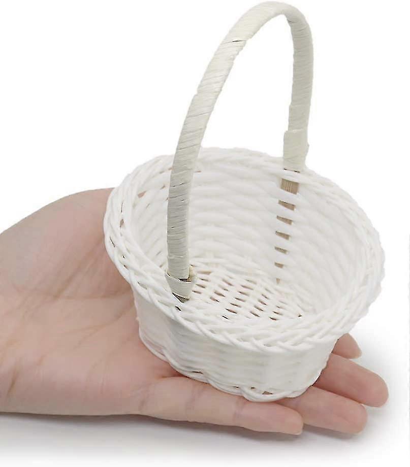 12 جهاز كمبيوتر شخصى البيضاوي الشكل ميني المنسوجة سلال مع مقابض البلاستيك أنبوب زهرة سلة مضفر حافة سلة رائعة النمط الرعوي المحمولة سلة اختيار الخضار