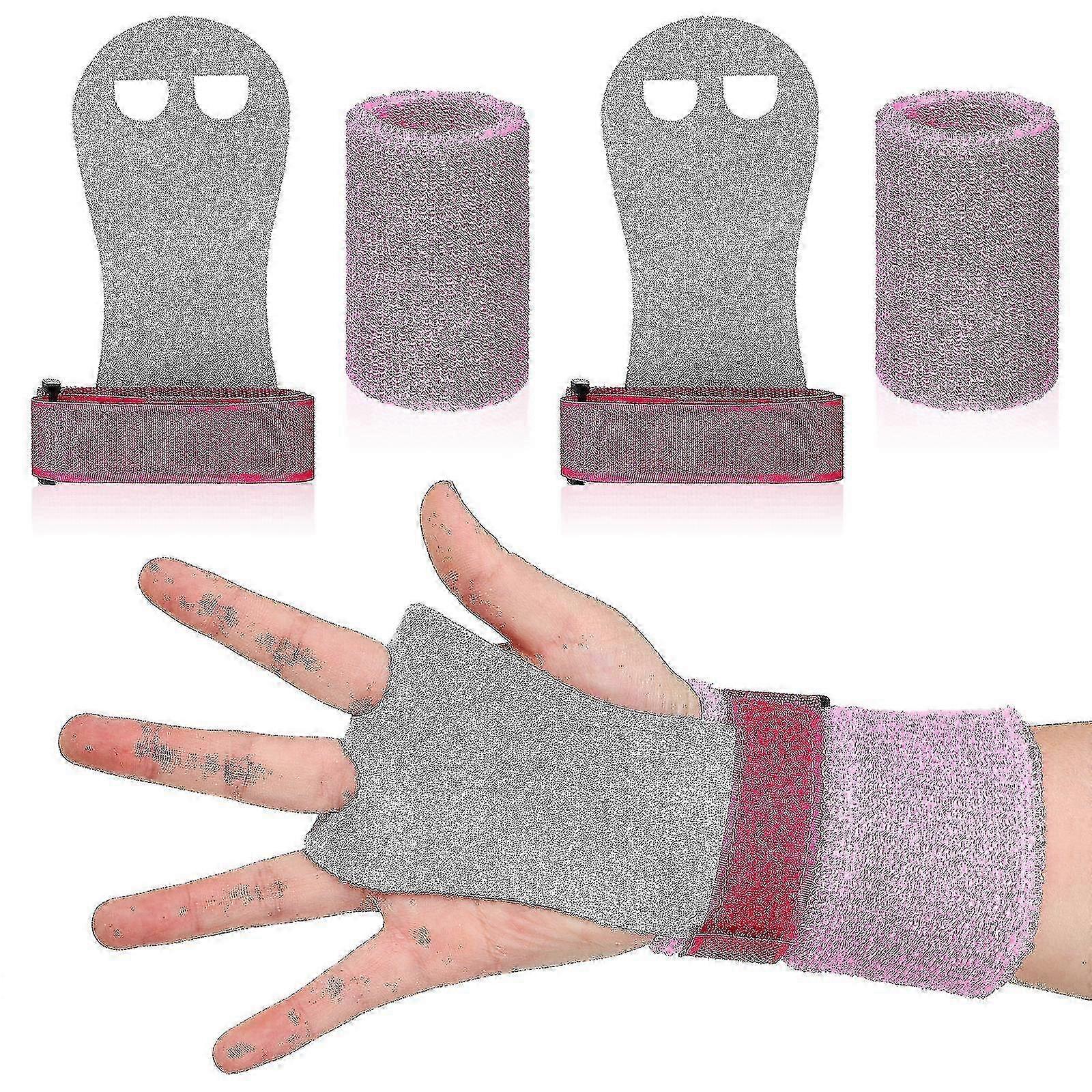 4 Pcs Gymnastics Grips And Wristbands Bar Grips Palm Protection And Wrist Support Bands For Kid's Workout Exercise Happy H