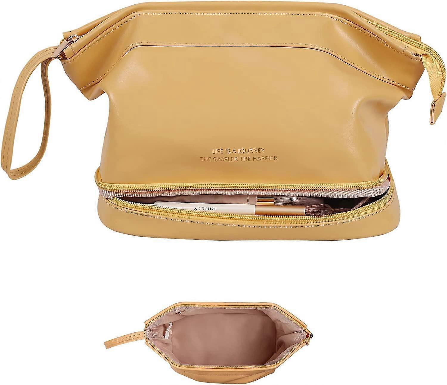 Travel Makeup Bag,Large Double Layer Cosmetic Bag