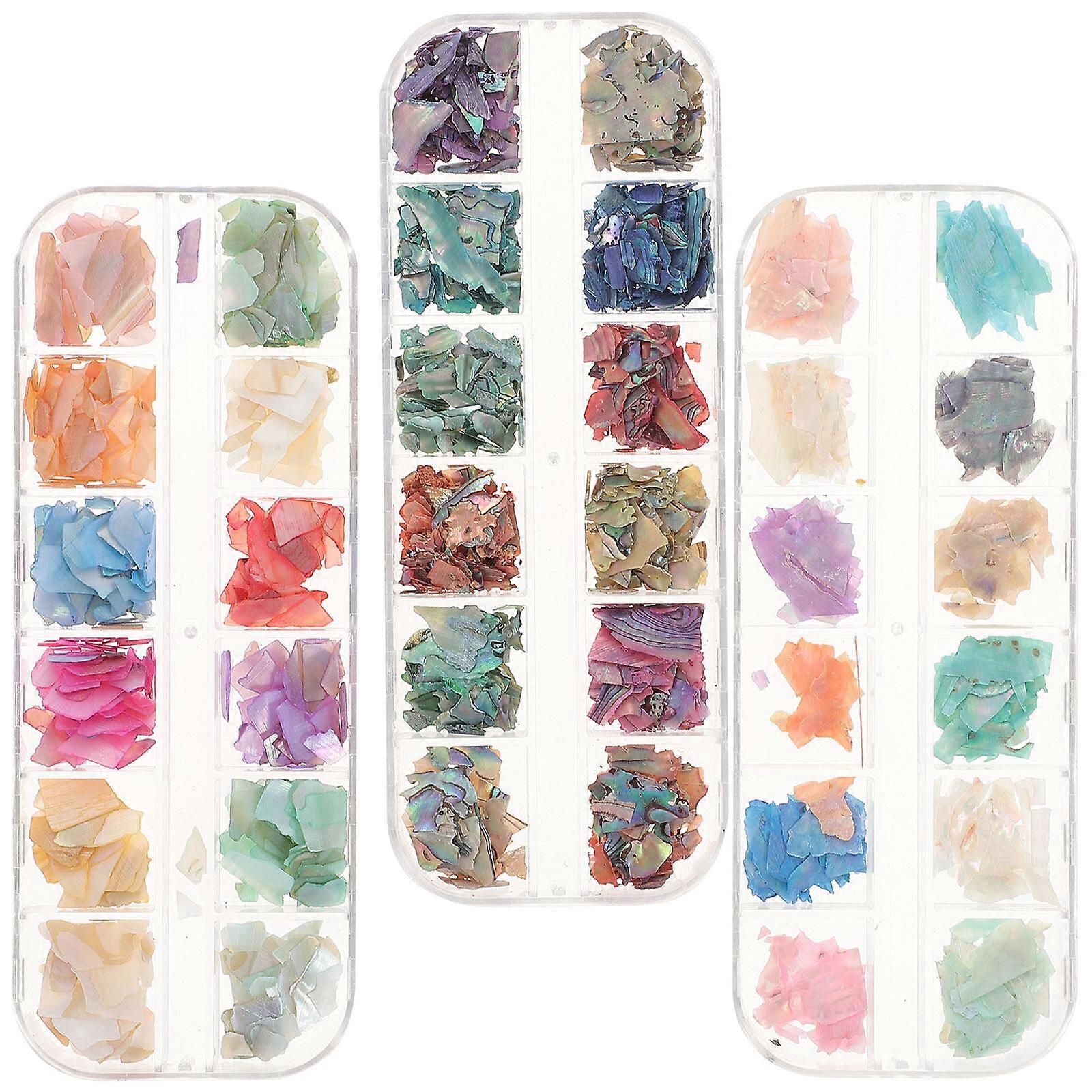 3 Boxes Stickers Nails Nail Drill Bits Shell Nail Charm Nail Studs Irregular Nail Stickers