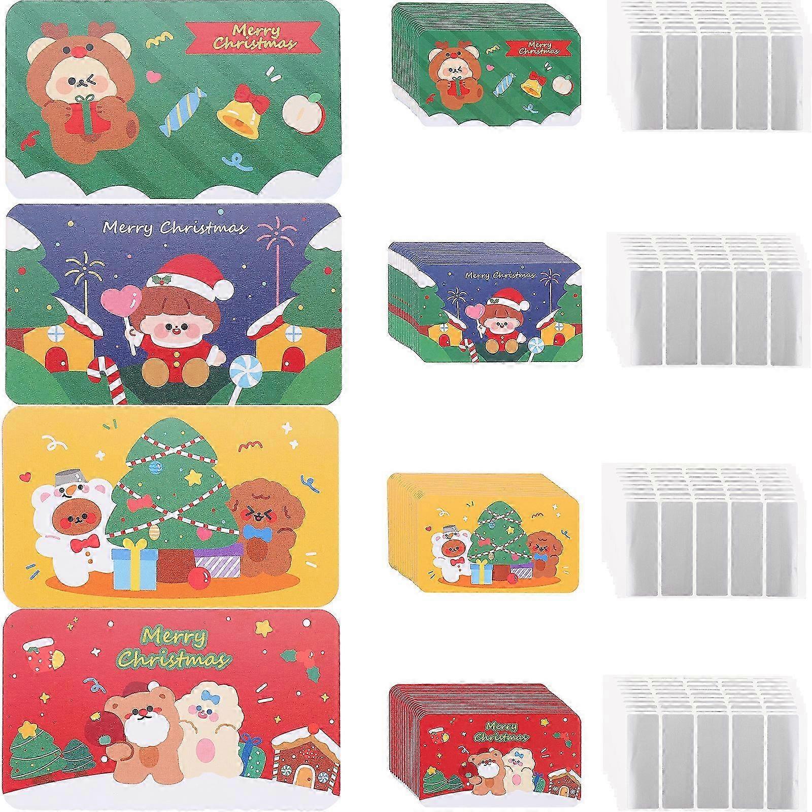 1 Set Of Cartoon Christmas Scratch Card Wish Cards Scratch Off Coating Cards Paper Cards