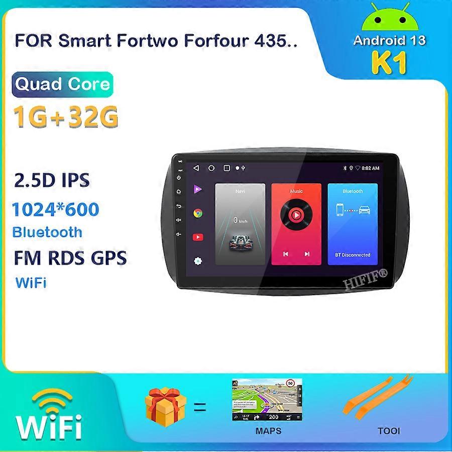 2 din 8 core Android 13 car radio auto stereo for Smart Fortwo Forfour 435 2014 15 -2019 navigation GPS DVD Multimedia Player