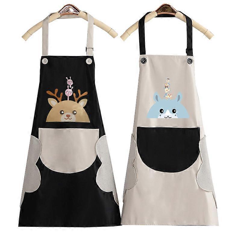 2pcs Chef Apron With Big Pockets, Waterproof Apron For Kitchen Cooking