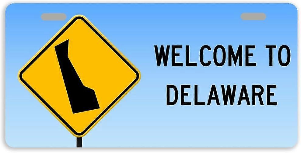 Bem-vindo a Delaware Tampa de Placa de Licença de Carro de Metal com 2 Furos 11.8 x 6.1 Polegadas