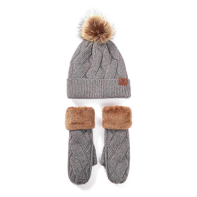 כובע וכפפות לנשים, כובע חורף תרמי וסט מיטן 2 יח'