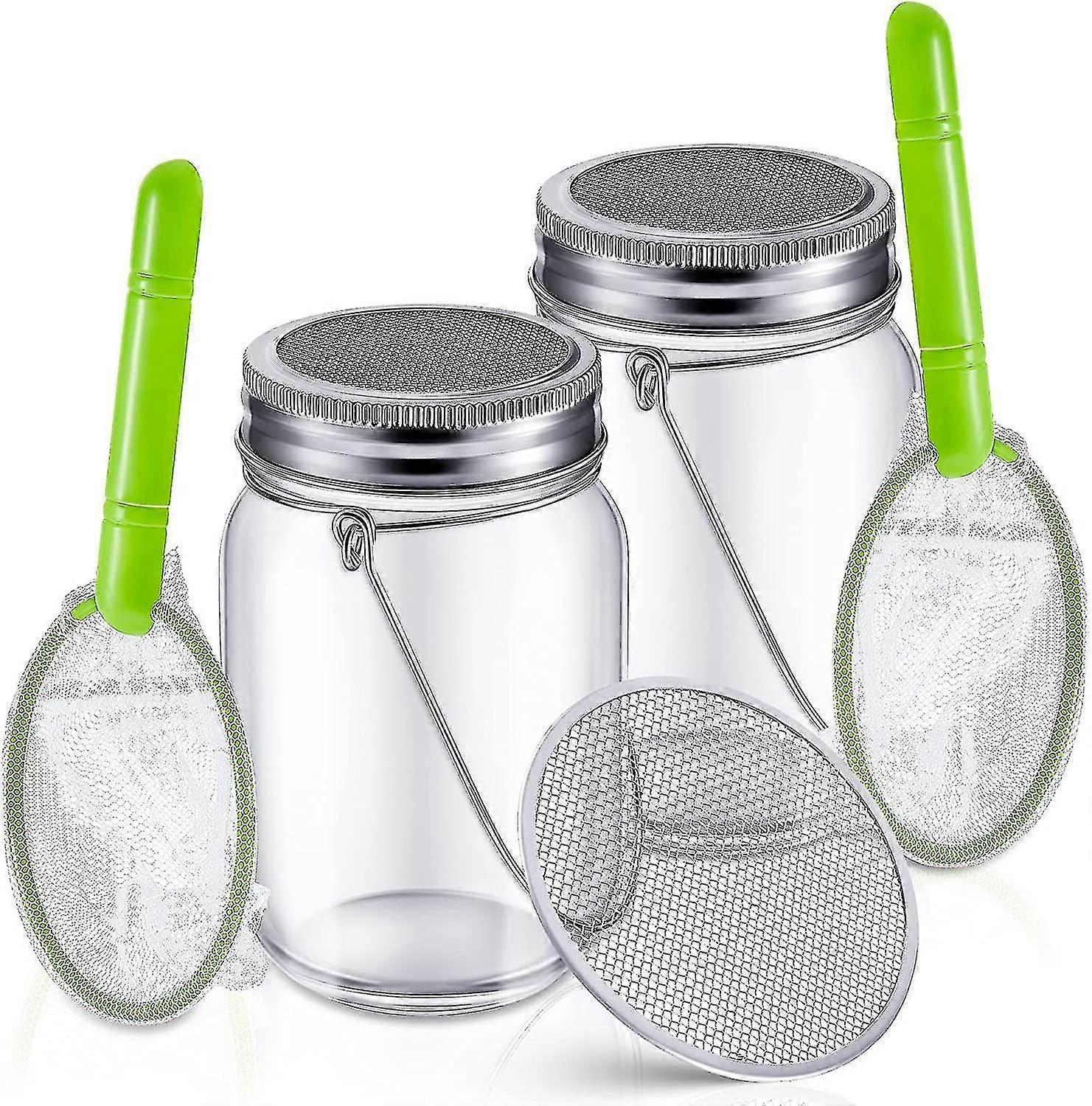 Outdoor Explorer Bug Catching Kit Includes Jars With Lids And Handles, Butterfly Nets