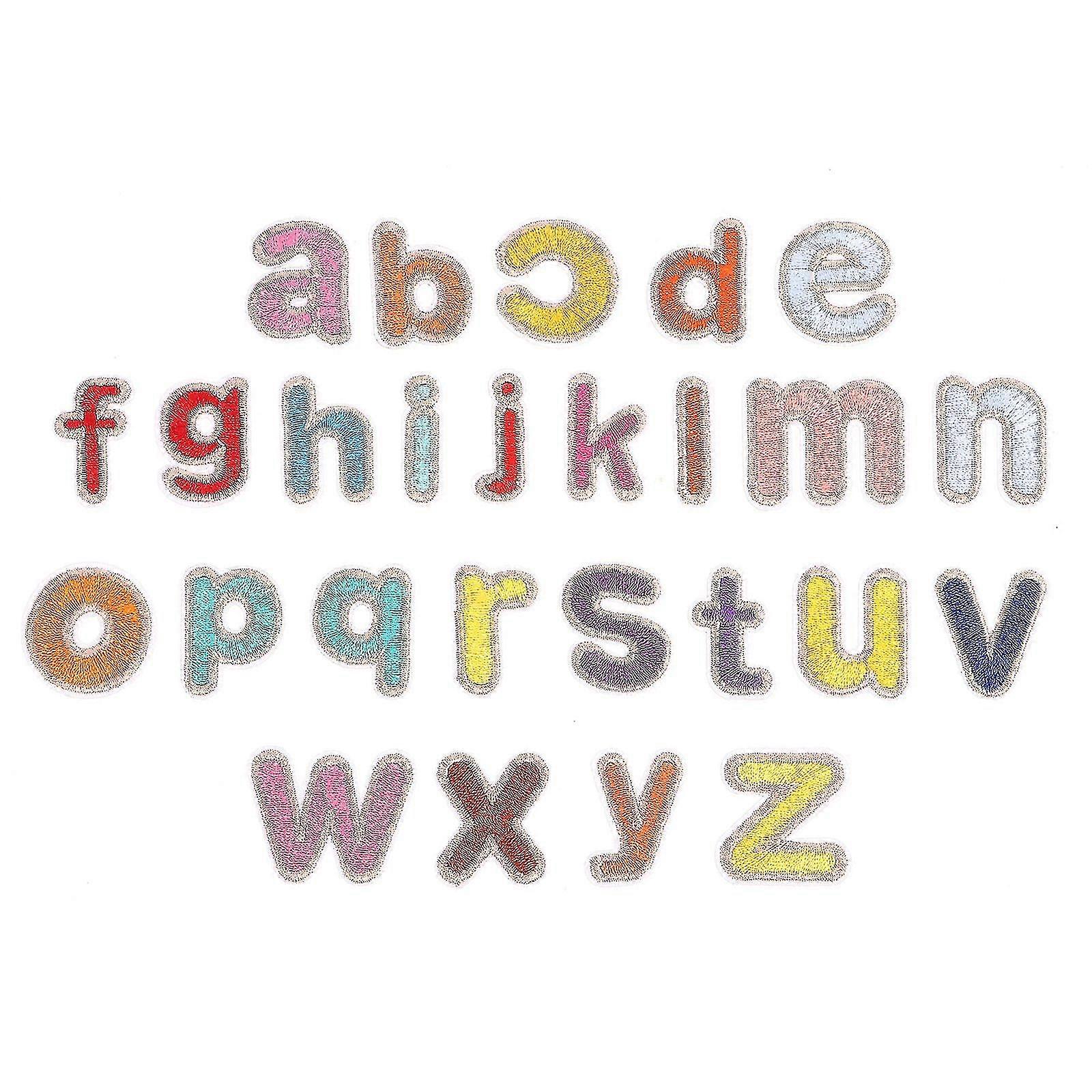 26pcs Colorful Embroidered Word Patches Alphabet Appliques Sew On Patches
