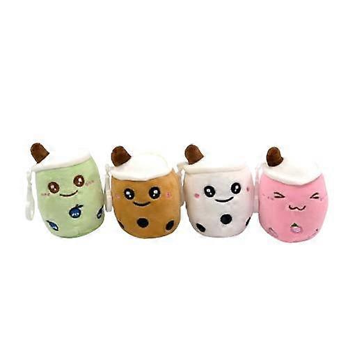 12 peças bonito chá de leite xícara 4 polegadas cartoon leite chá pelúcia boneca de brinquedo chaveiro boneca pingente